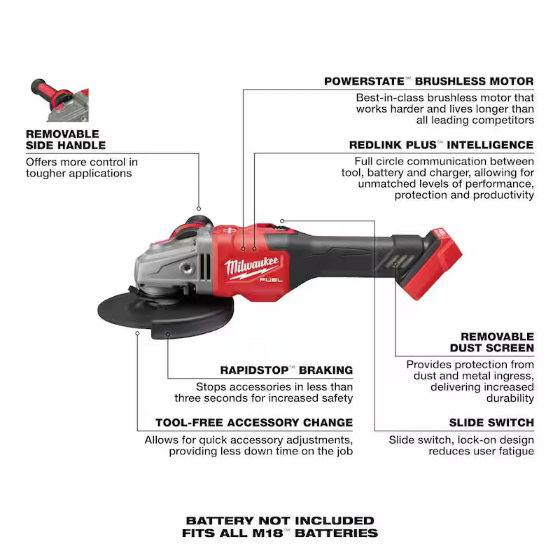 18V Lithium-Ion Brushless Cordless 4-1/2 in./6 in. Grinder L40595