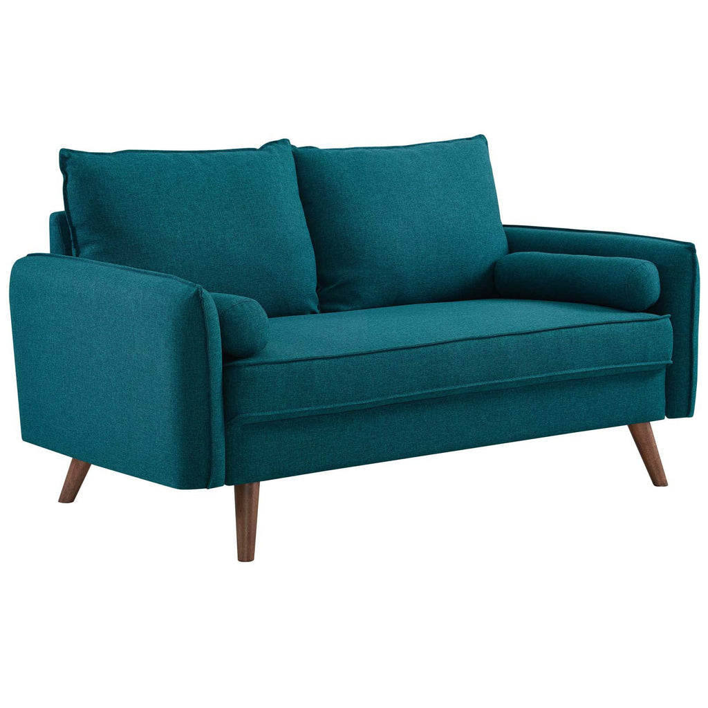 Teal Upholstered Fabric Loveseat K3528