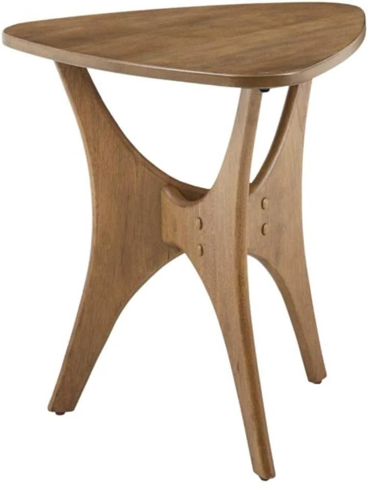 Light Brown Triangle Wood Sofa Table with Solid Wood Legs R67068