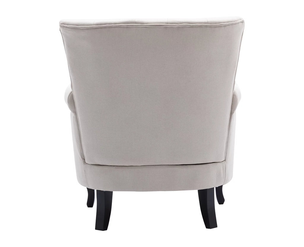 Beige Linen Tufted Accent Chair with Pillow W279
