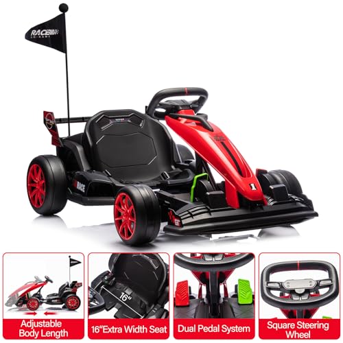 24V Kids Ride on Go Kart, 7.5mph Drifting Car, 7ah Battery 200W*2 Motors, Max Load 135lbs, White H787