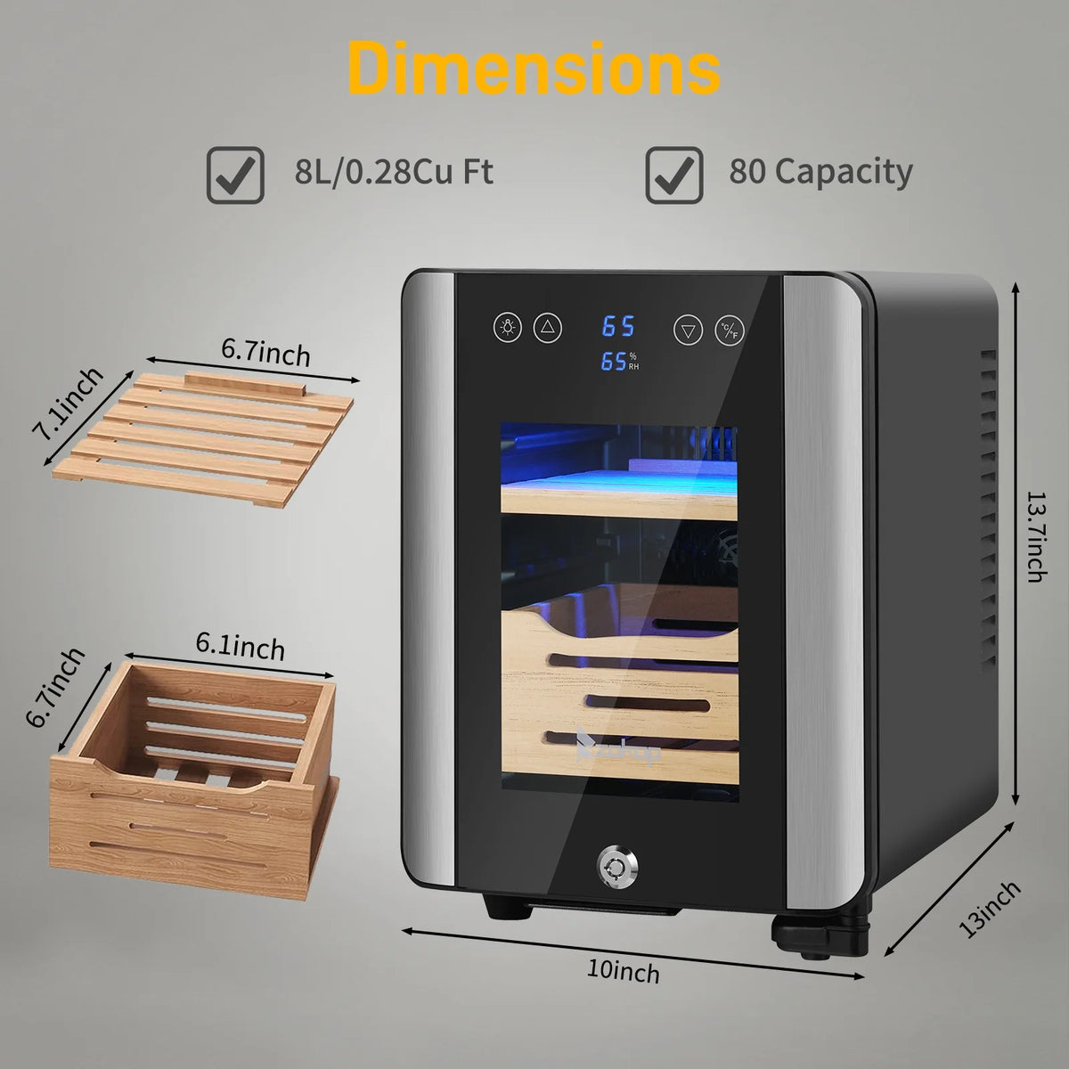 25L Electric Cigar Humidor for 150 Counts with Digital Hygrometer G256