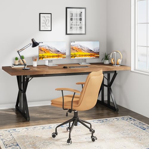 70.8 Inch Brown Black Executive Desk S87919