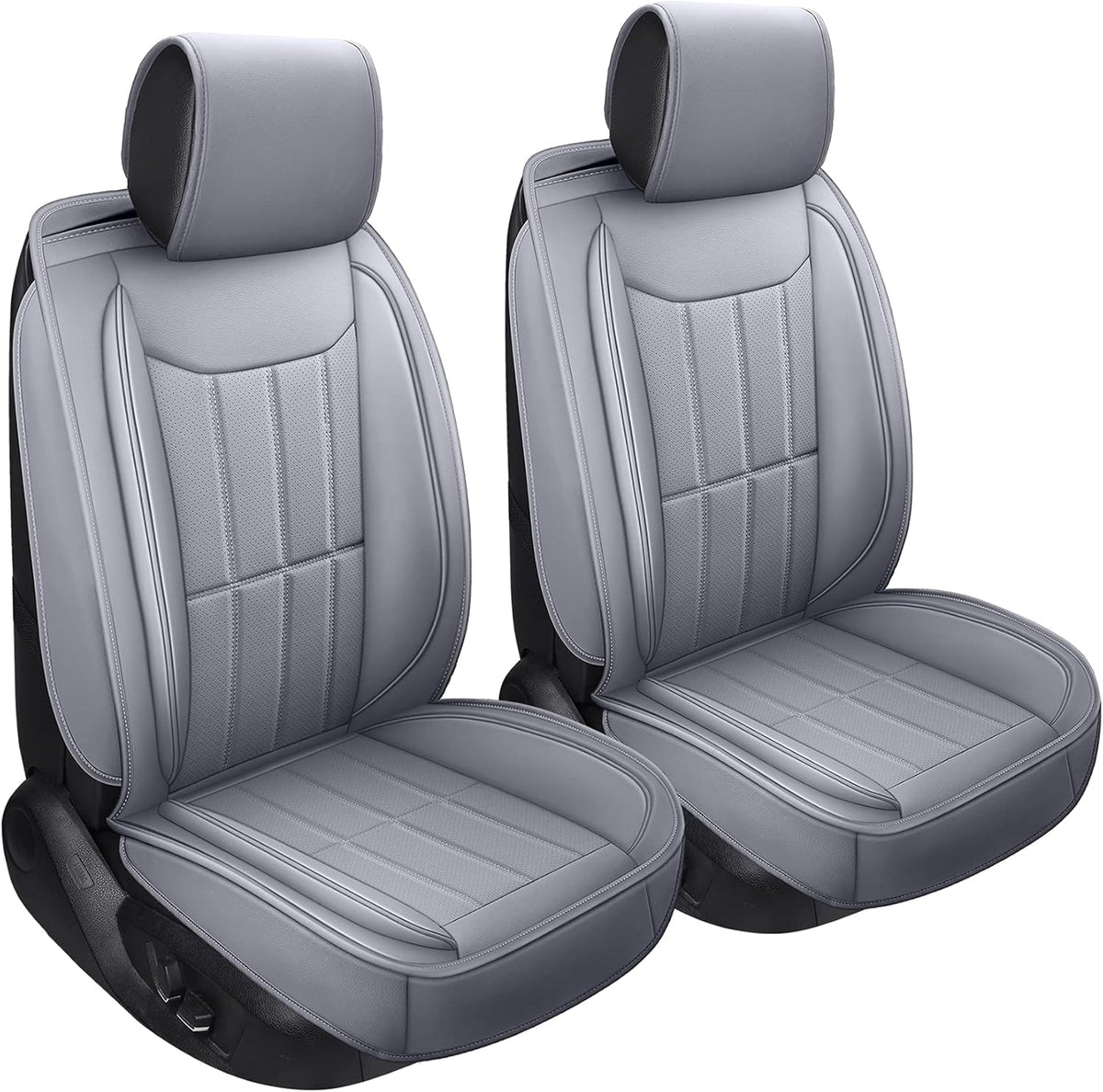 Leather Car Seat Covers Universal Fit Full Set Gray Q90137