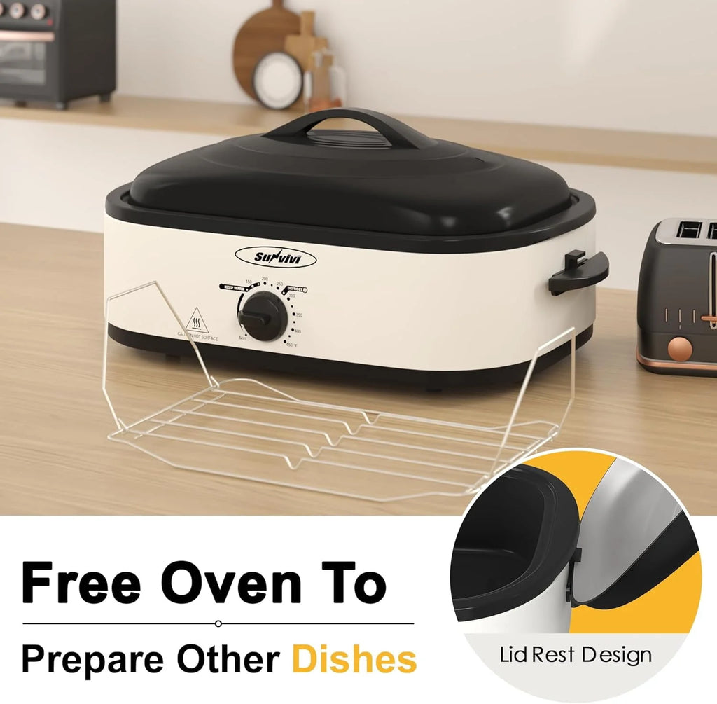 24 Quart Electric Roaster Oven with Glass Lid A60268
