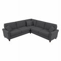 Charcoal Gray Herringbone Fabric L Shaped Sectional Couch B788833