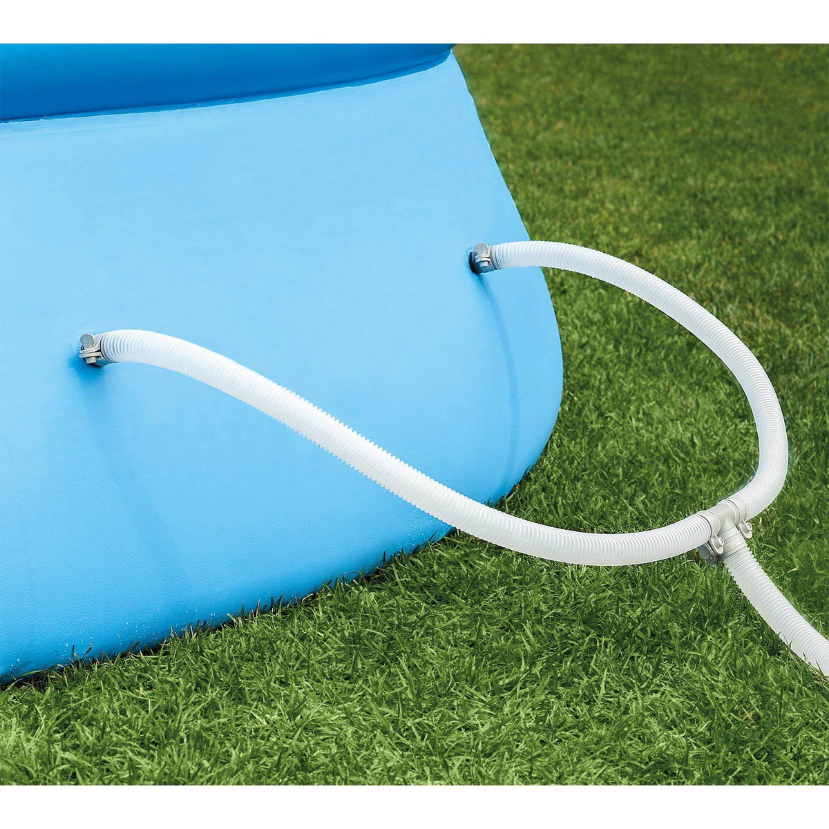 48in x 18ft Inflatable Round Metal Frame Above Ground Pool with Ladder, Pump & Cover W1187