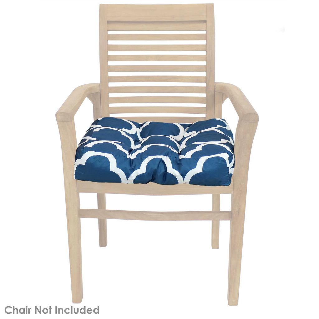 Square Tufted Patio Chair Seat and Back Cushions - 20" - Navy Blue and White - 2pk G563580