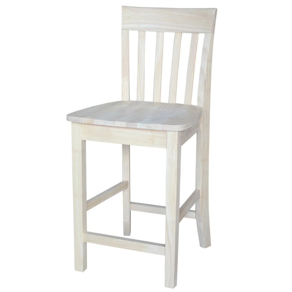 Unfinished Solid Parawood Slatback Counter Height Stool U87711