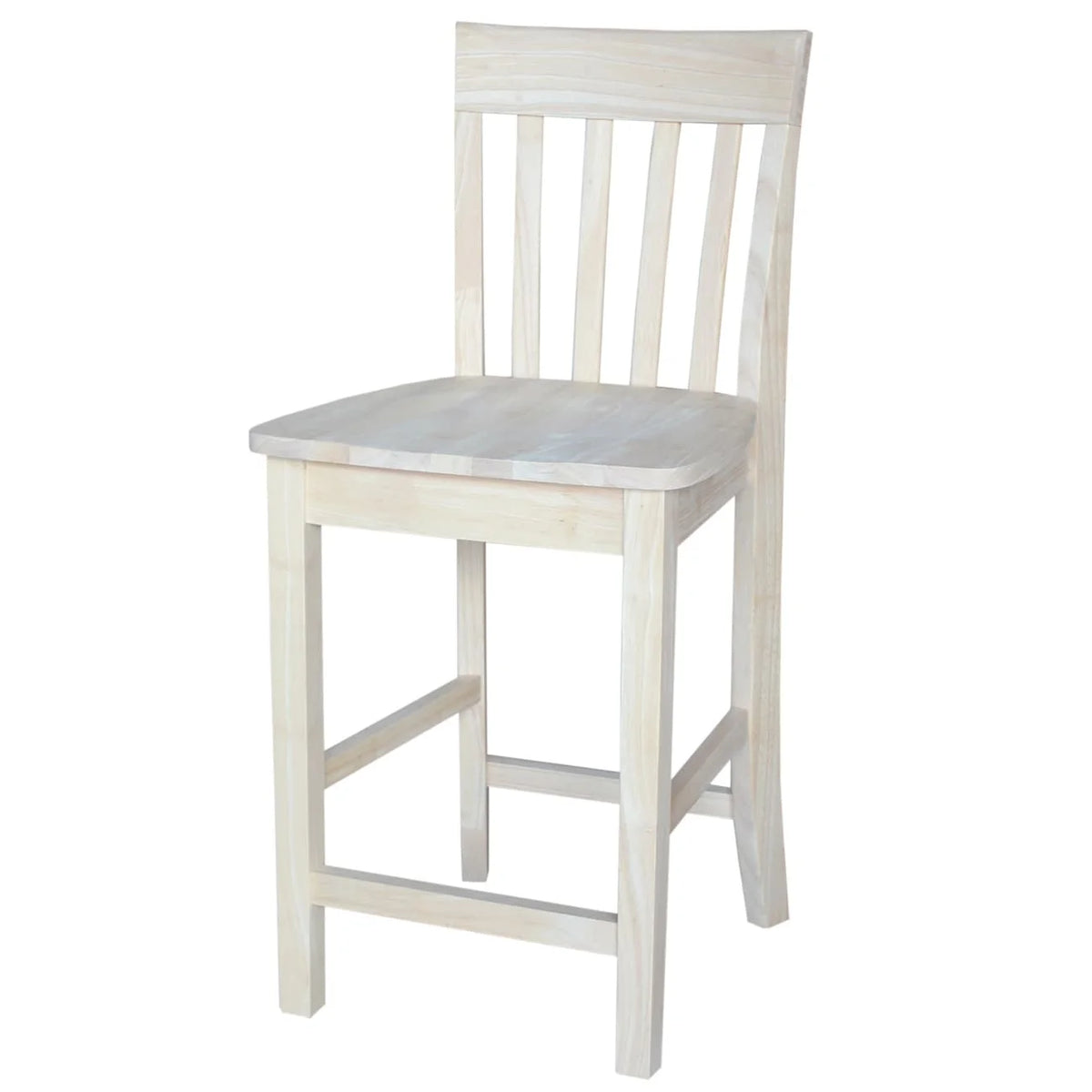 Unfinished Solid Parawood Slatback Counter Height Stool U87711