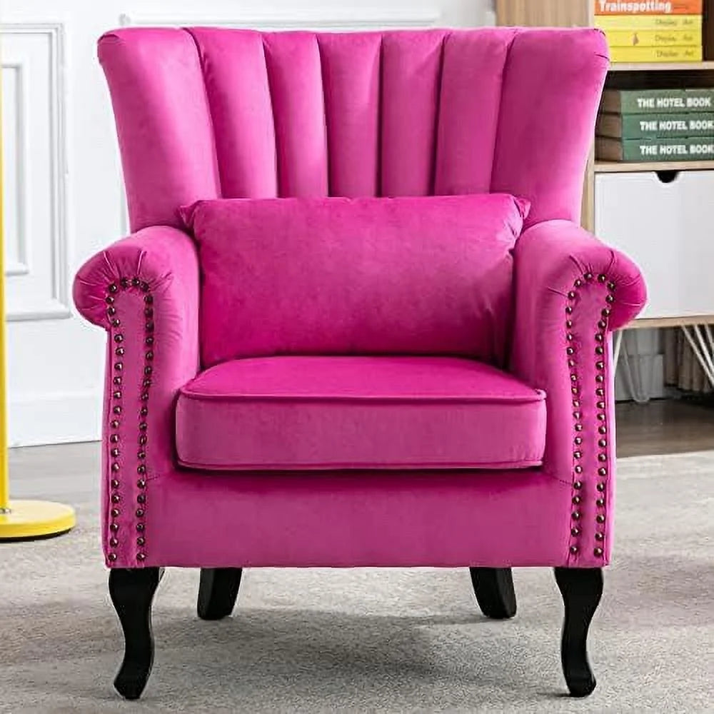 Velvet Hot Pink Upholstered Accent Chair E6099