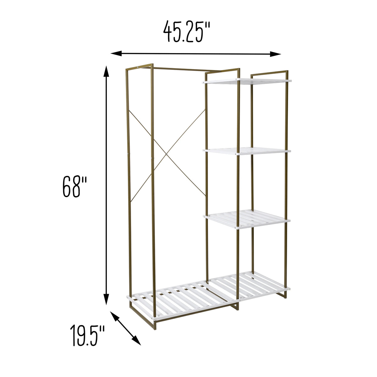 Freestanding Open Metal Closet Wardrobe with 4 Shelves V464048