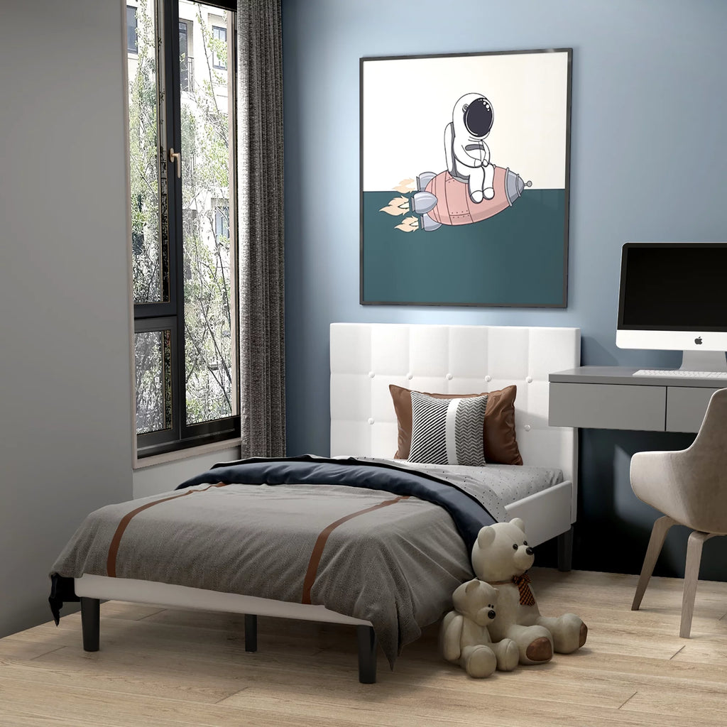 Beige Twin Upholstered Bed Frame G58510