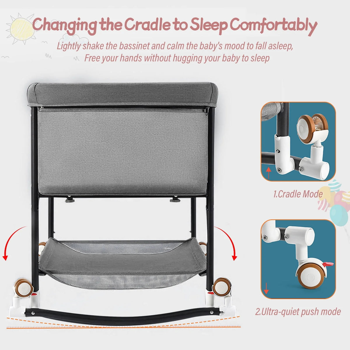 Portable 4 in 1 Baby Bassinet with Mattress & Diaper Pad Z199631