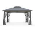 13x11 Metal Patio Gazebo with Mesh Privacy Curtains K32820