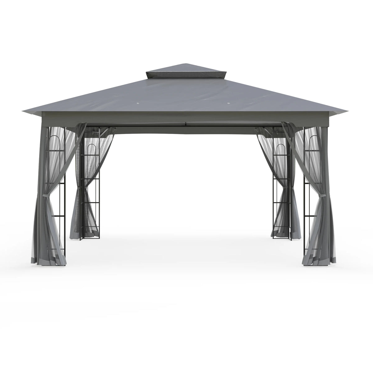13x11 Metal Patio Gazebo with Mesh Privacy Curtains K32820