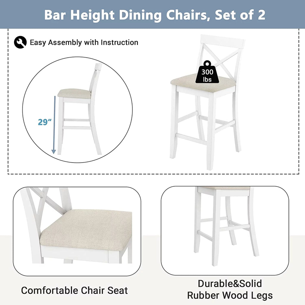 3 Piece Wood Dining Table Set with Upholstered Chairs L5386