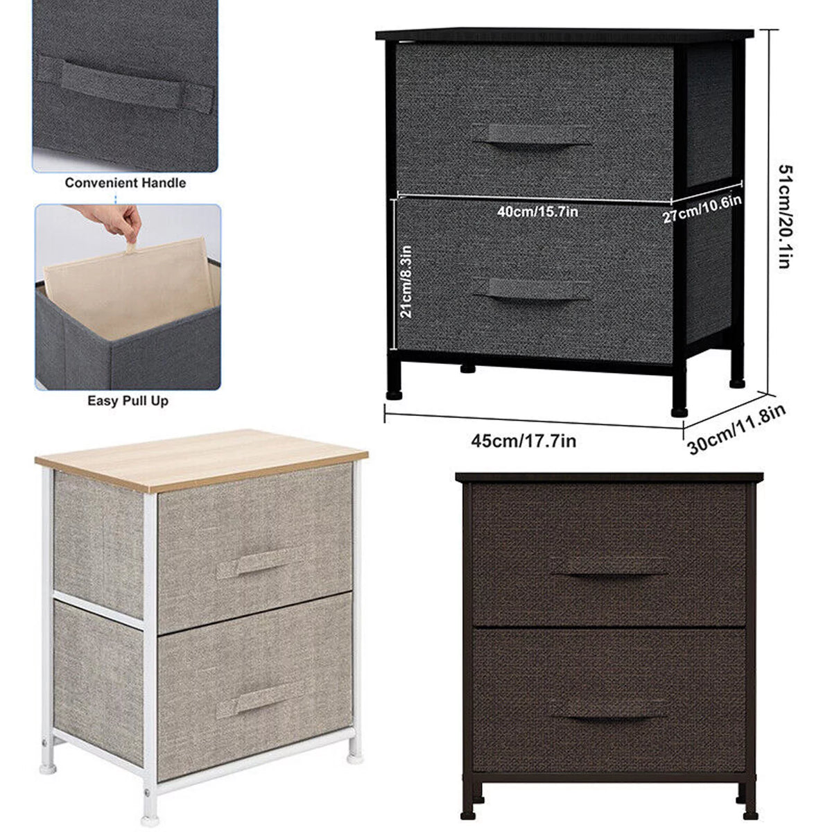 2 Drawer Fabric Dresser S560983