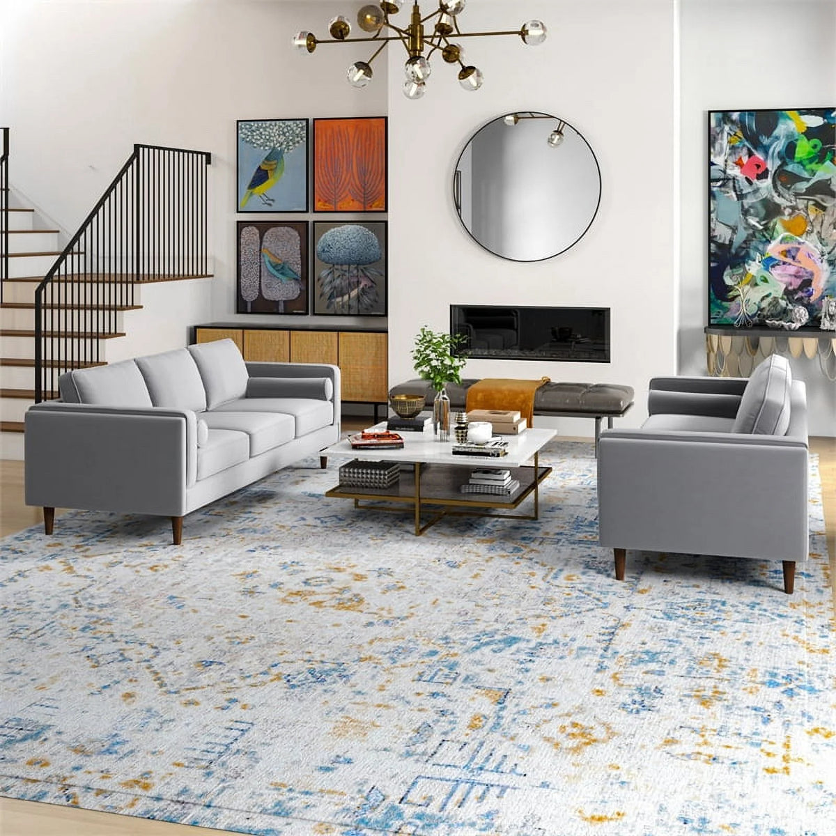 Dark Gray Velvet Sofa Set G194614