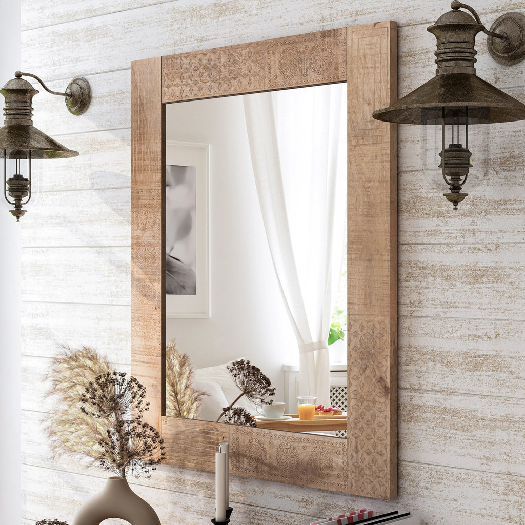Natural Solid Wood Wall Mirror R5978