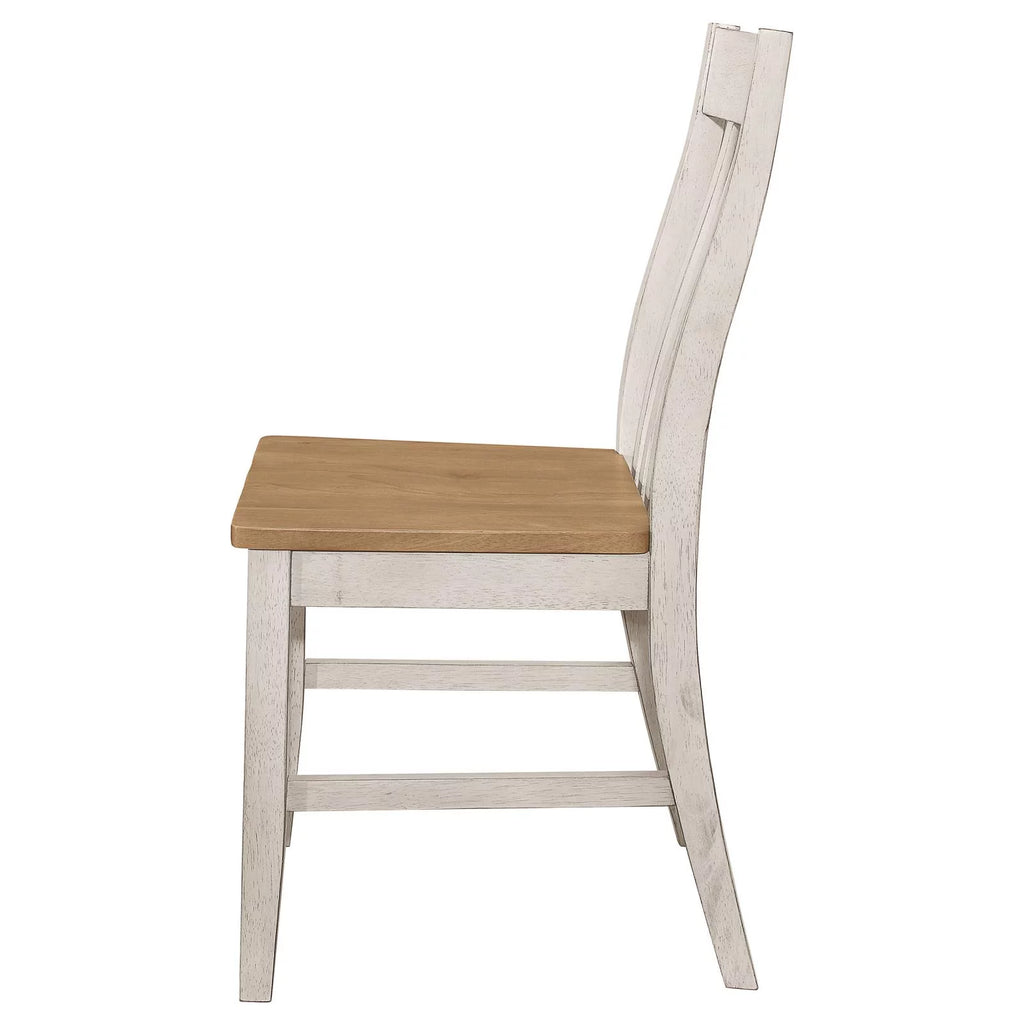 Set of 2 Natural and Rustic Off White Side Chair Q693