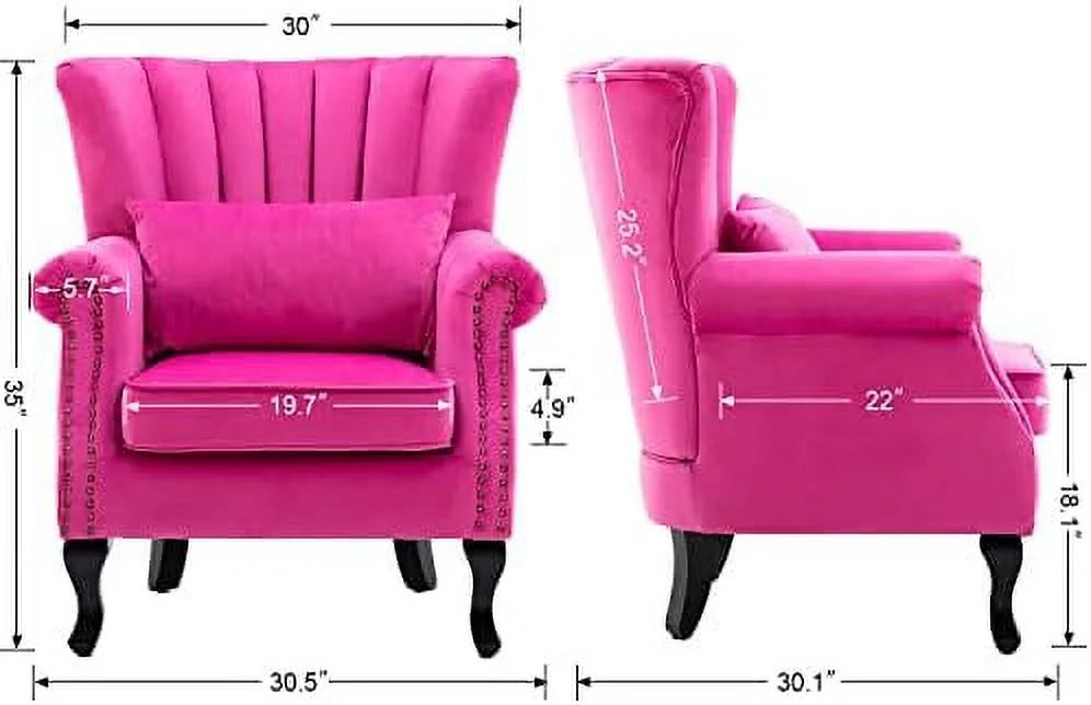 Velvet Hot Pink Upholstered Accent Chair E6099
