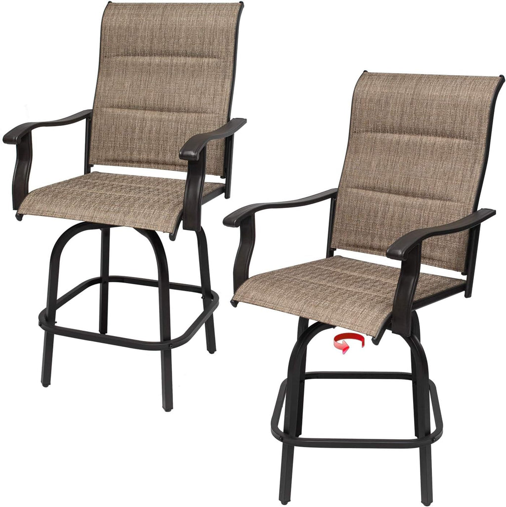 2 PCS All-Weather Padded Textilene Swivel Bar Stools V337304