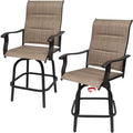 2 PCS All-Weather Padded Textilene Swivel Bar Stools V337304