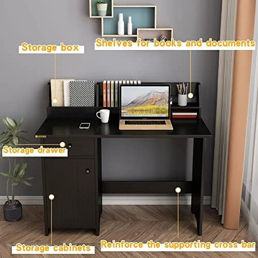 Computer Desk with Hutch and Drawers Wood Office Desk with Shelf W409110
