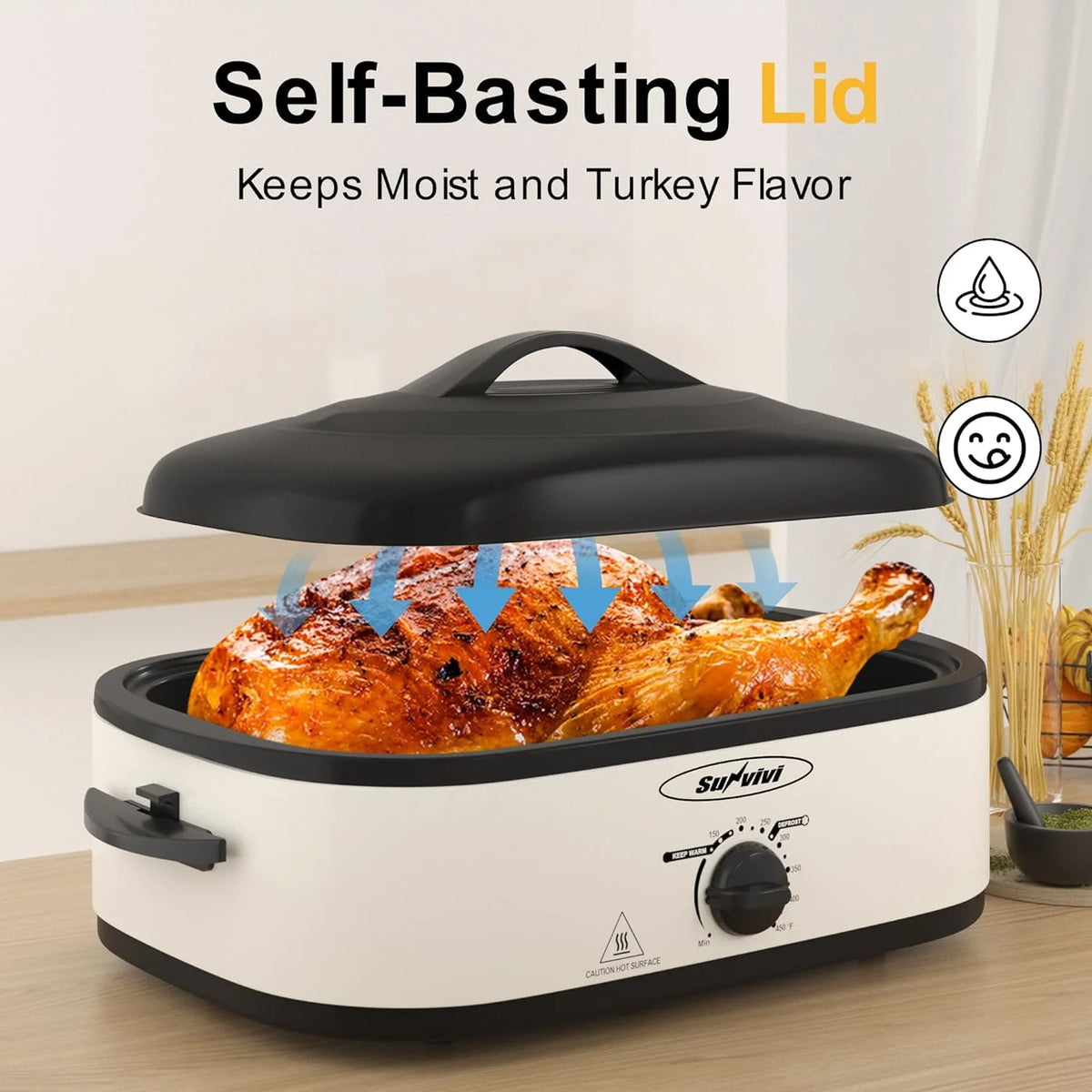 24 Quart Electric Roaster Oven with Glass Lid A60268