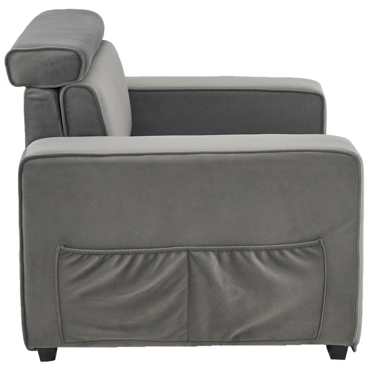 Brown Single Sofa with Side Pockets J80075