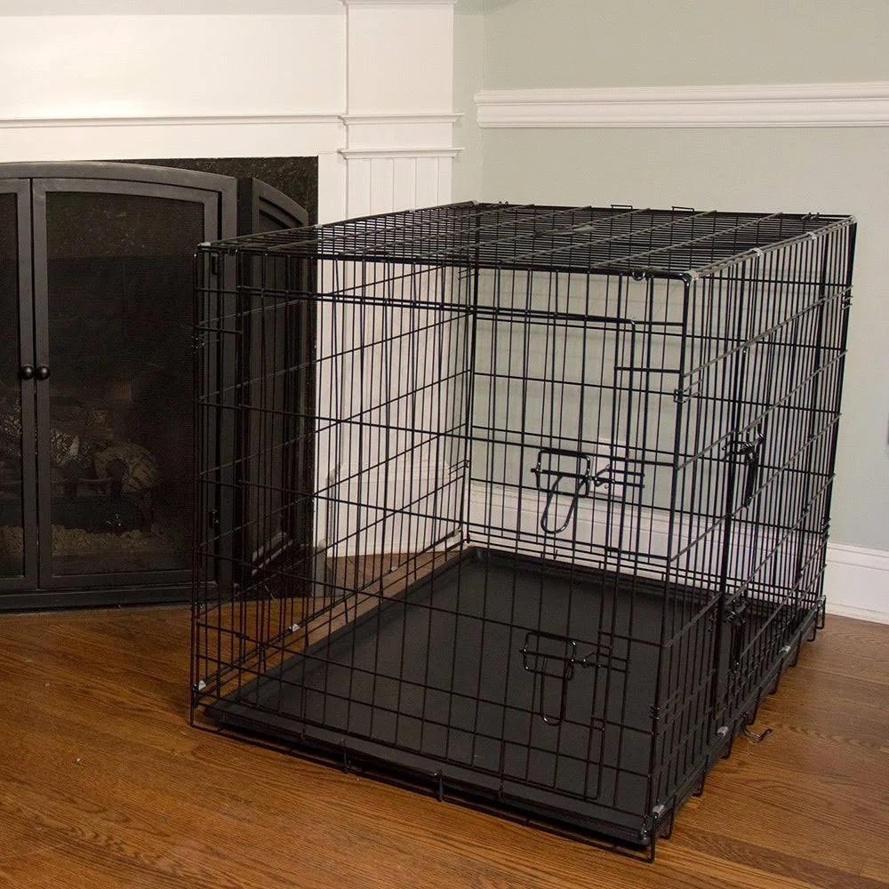 Foldable Double Door Pet Crate with Divider W64196