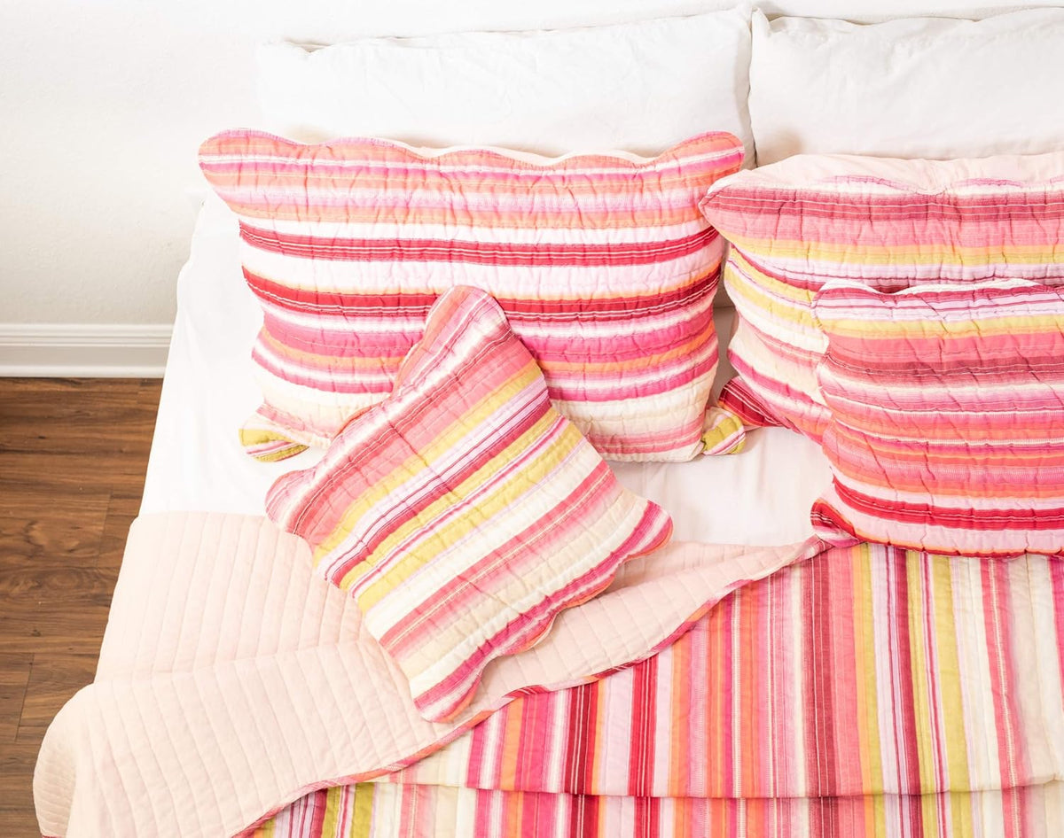 Colorful Striped Reversible Quilt Set 5-Pieces Cal King D5060