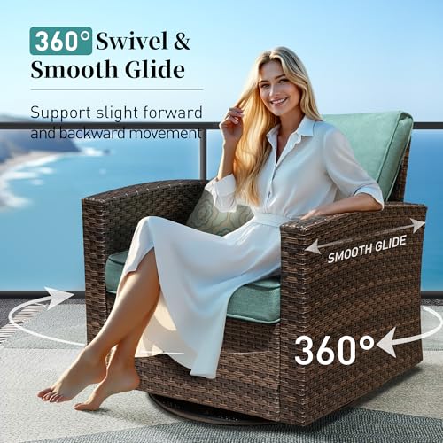 Brown Wicker Rattan 7 Pieces Patio Furniture Set with Cushion and Firepit Table I61824