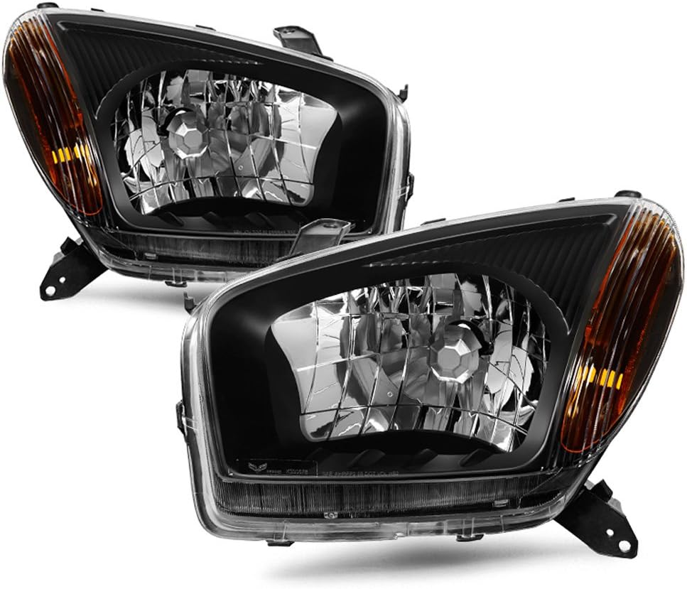 For 2001 2002 2003 Toyota RAV4 Black Headlights Driver + Passenger Side H355754