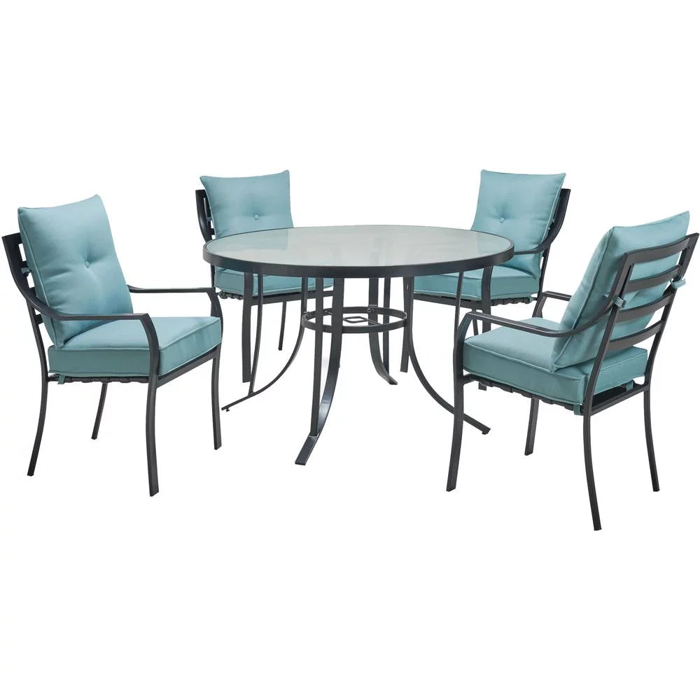 5-Piece Dining Set with 4 Chairs and Glass-Top Table H1652