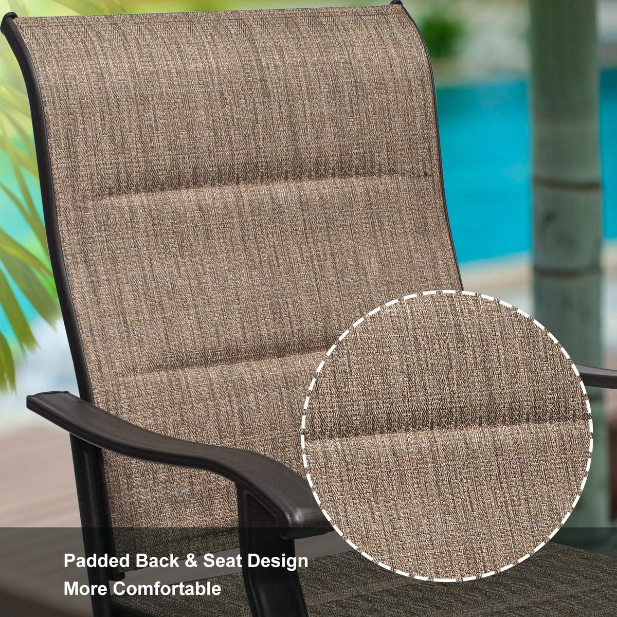 2 PCS All-Weather Padded Textilene Swivel Bar Stools V337304