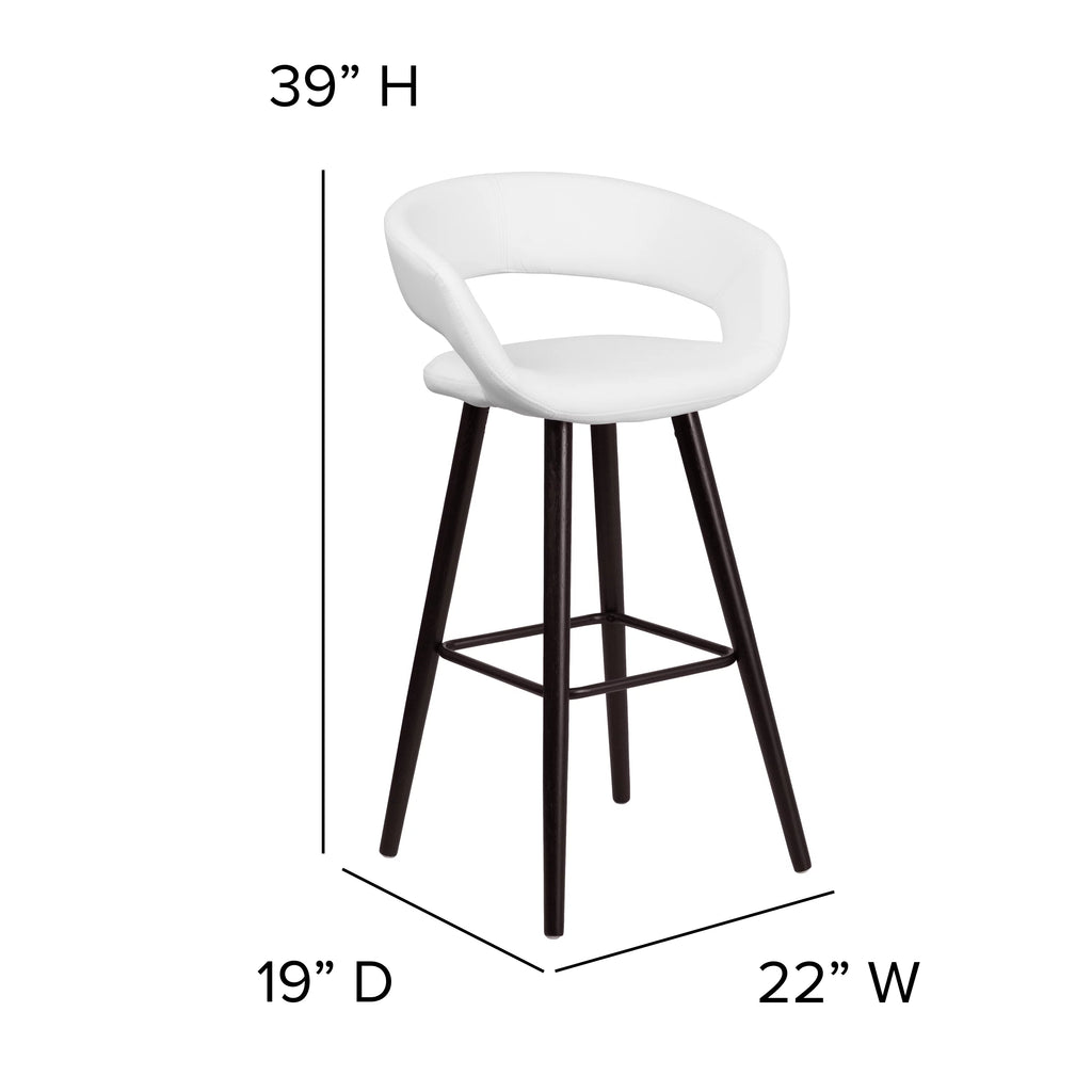 Cappuccino Wood Barstool with White Vinyl M69717