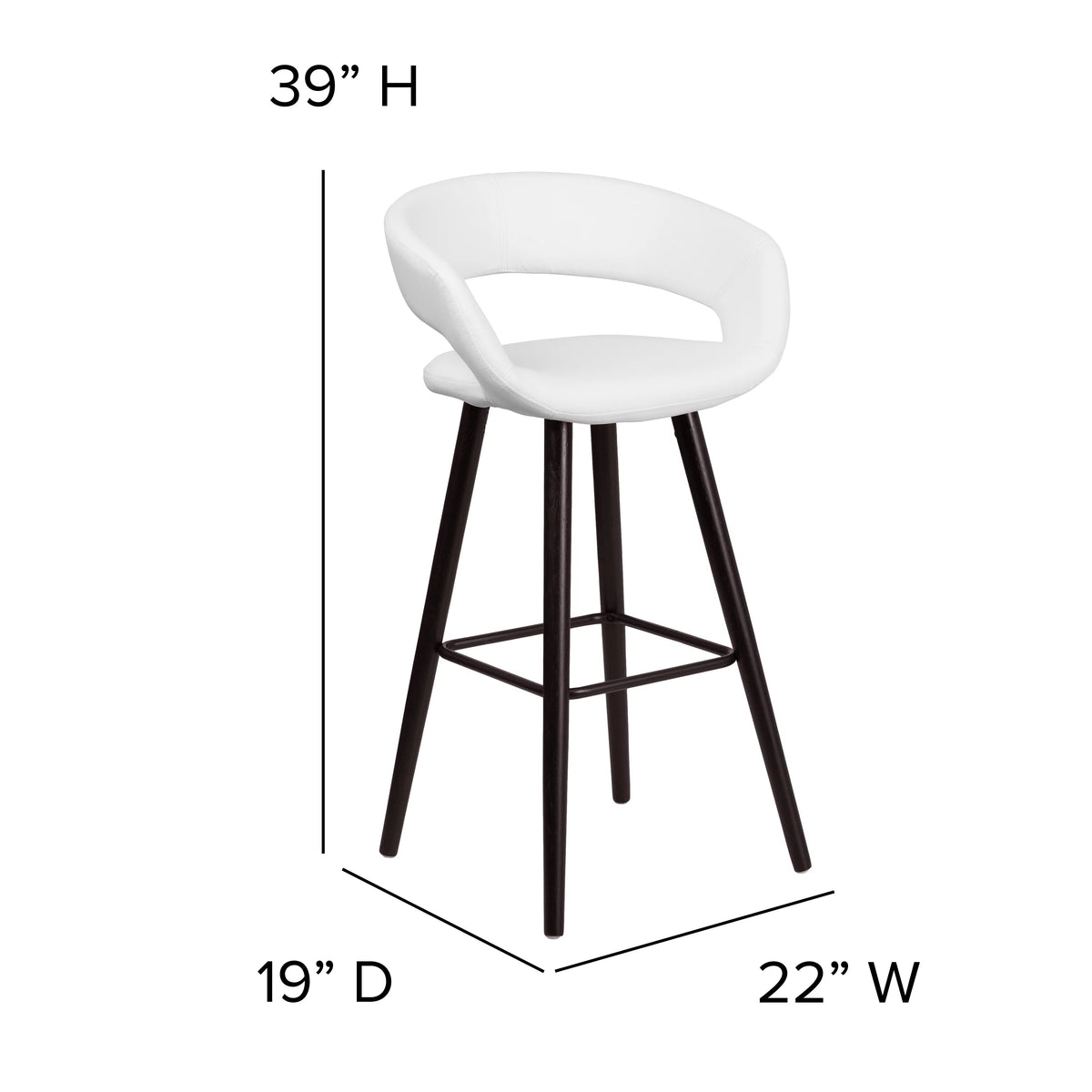 Cappuccino Wood Barstool with White Vinyl M69717