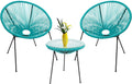 3-Piece Outdoor Acapulco Chair Set with Glass Top Table Yellow E52618
