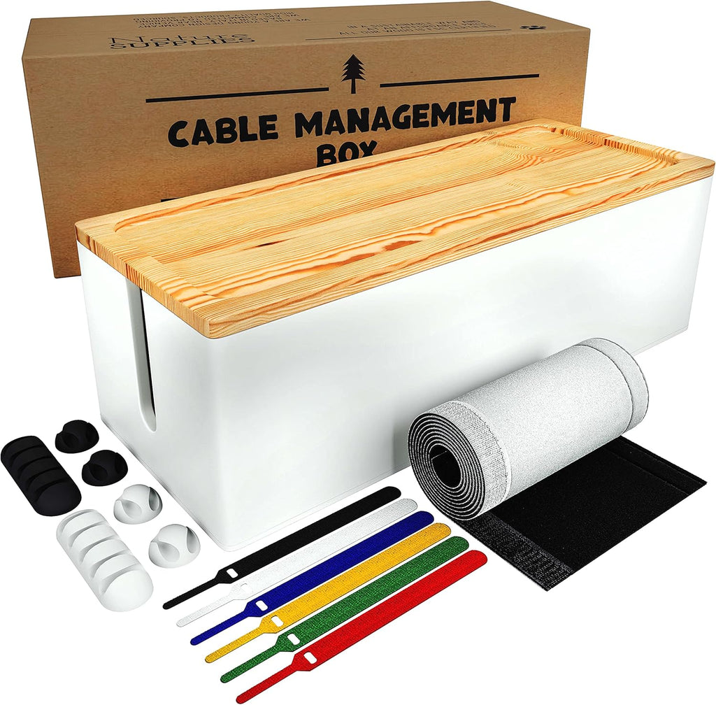 Dark Brown Wood Cable Management Box Set of Two E479