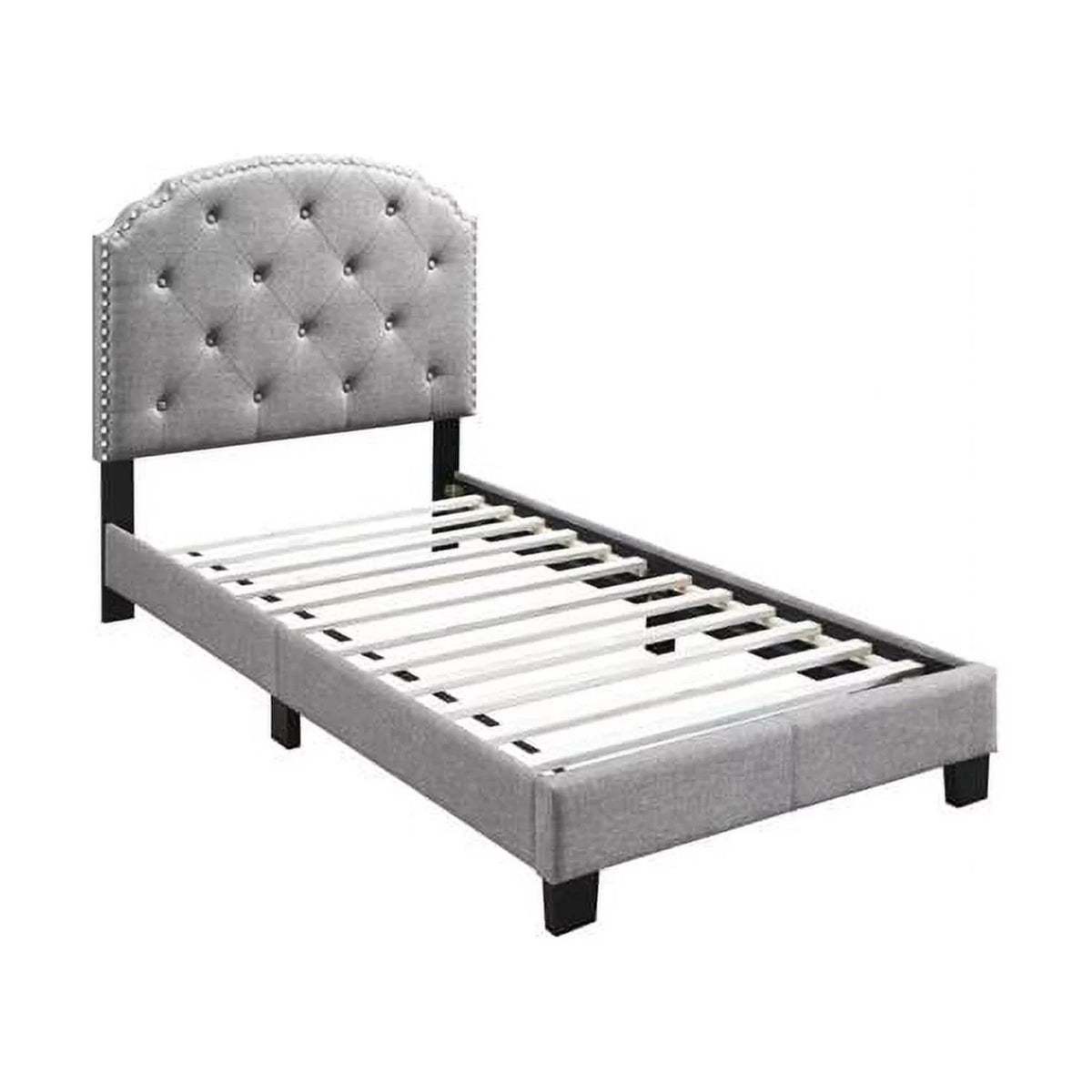 Light Gray Burlap Upholstered Twin Size Bed Frame S209
