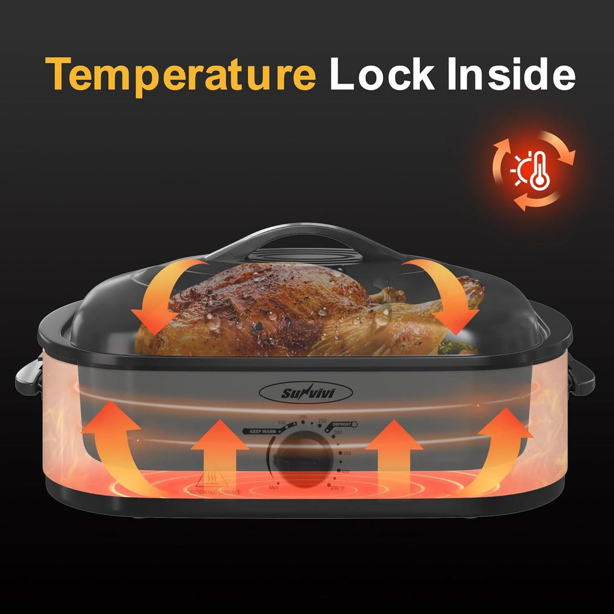 24 Quart Electric Roaster Oven with Glass Lid A60268