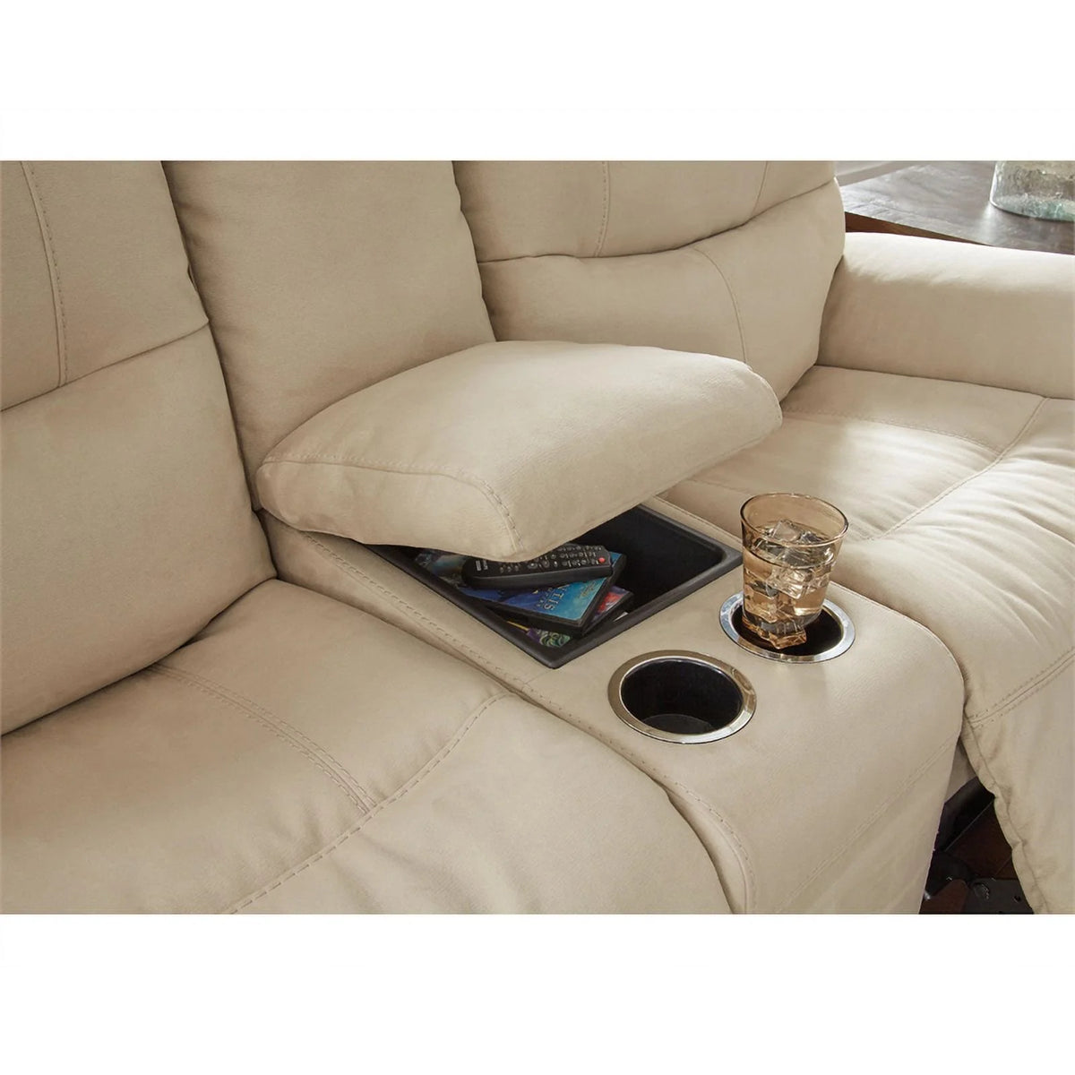 Latte Faux Leather Power Reclining Loveseat C3851
