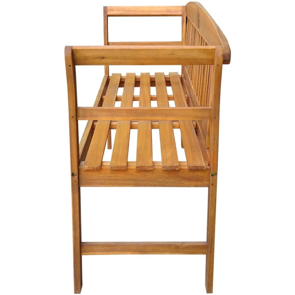 61.8 Inches Acacia Wood Garden Bench with Backrest and Curved Armrest J6251