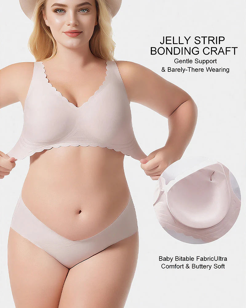 Wireless Bra with Scalloped Edge and Deep V Neckline N286