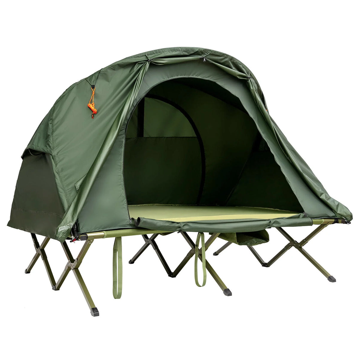 2-Person Elevated Camping Tent Cot with External Cover Green C8811