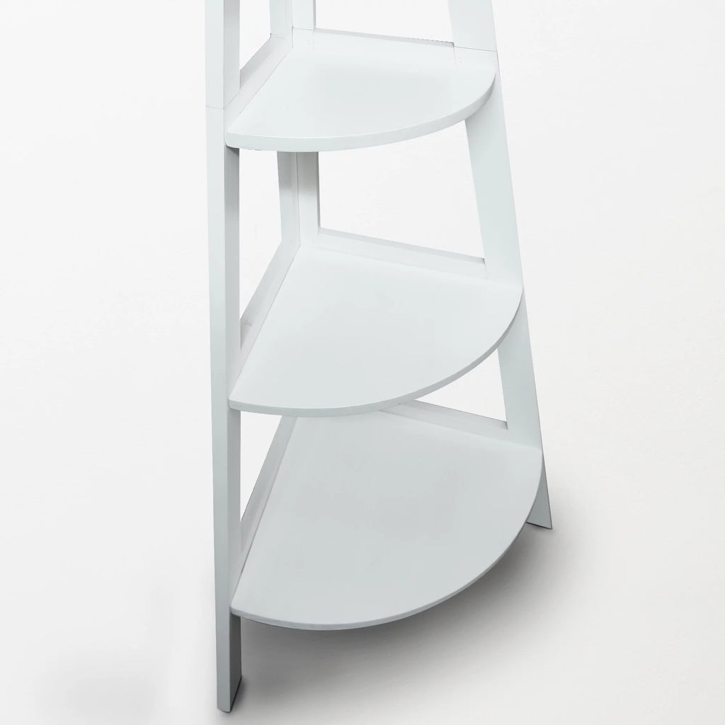 5-Shelf Corner Ladder Bookcase White I8441