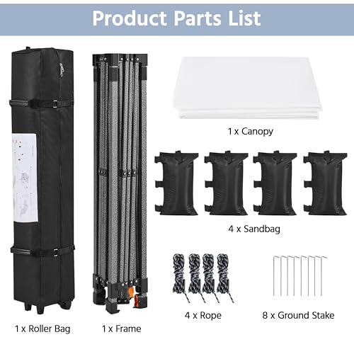 10x10 Pop up Canopy Tent with Sidewall, Black G19192