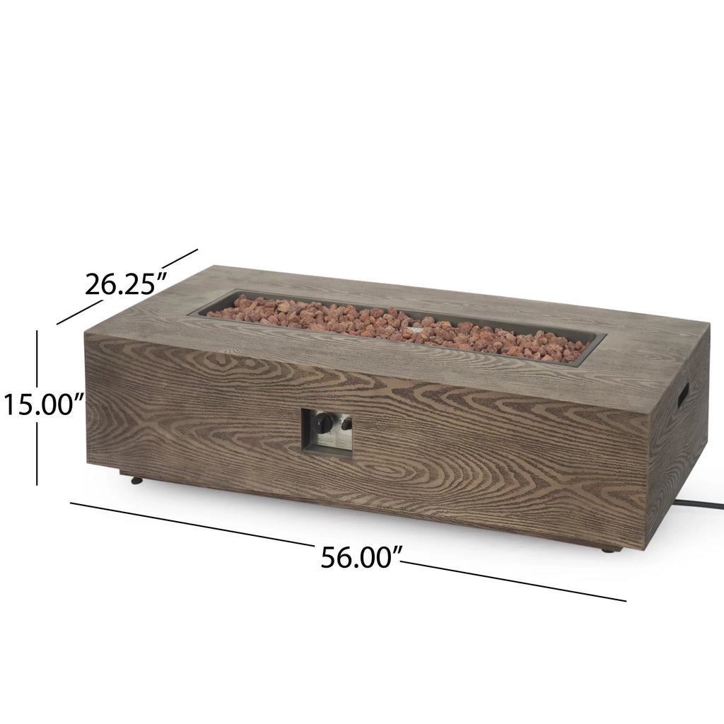 Lightweight Concrete Outdoor 50,000 BTU Rectangular Fire Pit B378